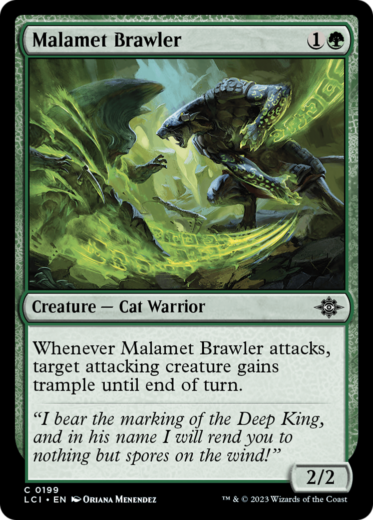 Malamet Brawler - Common Creature — Cat Warrior card from The Lost Caverns of Ixalan