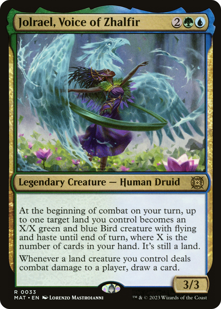 Jolrael, Voice of Zhalfir - Rare Legendary Creature — Human Druid card from March of the Machine: The Aftermath