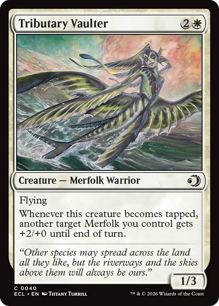 Tributary Vaulter - Common Creature — Merfolk Warrior card from Lorwyn Eclipsed