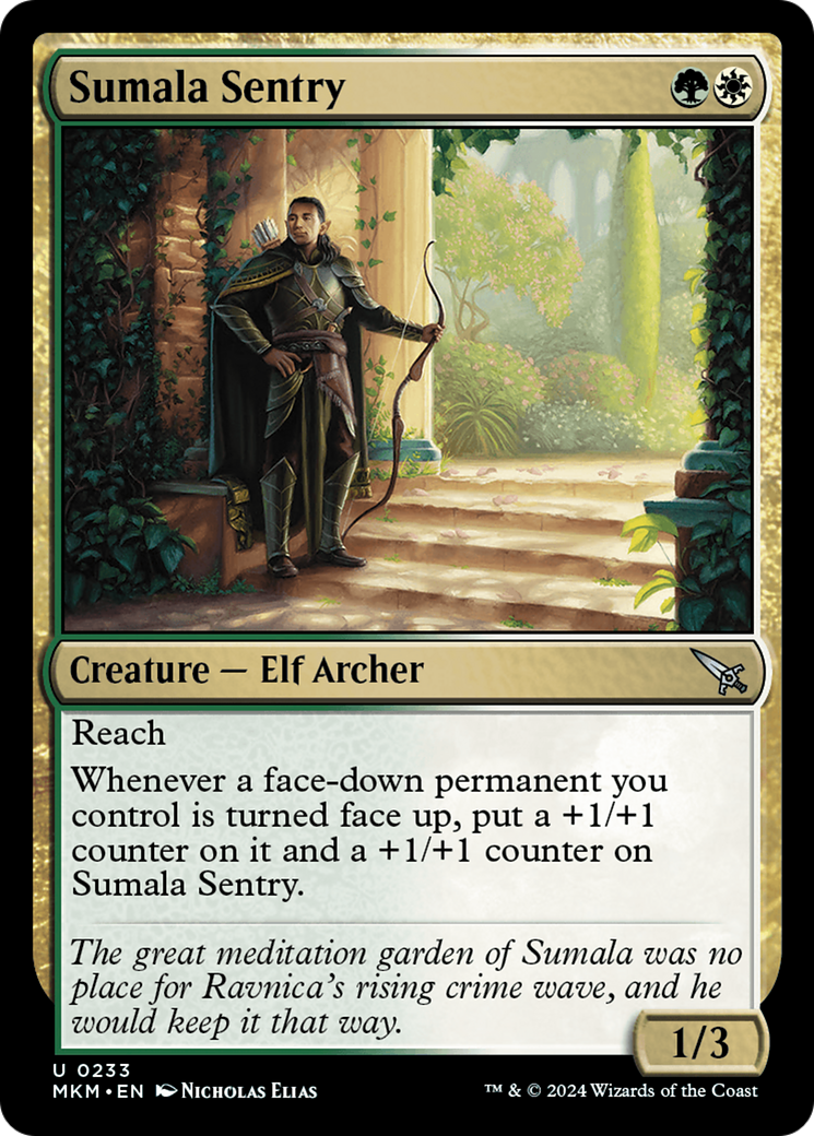 Sumala Sentry - Uncommon Creature — Elf Archer card from Murders at Karlov Manor