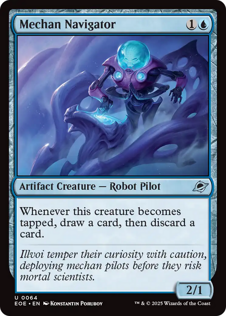 Mechan Navigator - Uncommon Artifact Creature — Robot Pilot card from Edge of Eternities