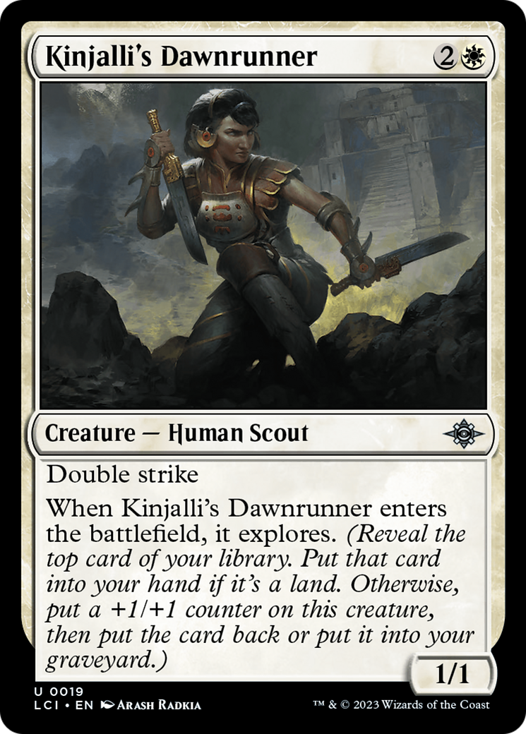 Kinjalli's Dawnrunner - Uncommon Creature — Human Scout card from The Lost Caverns of Ixalan