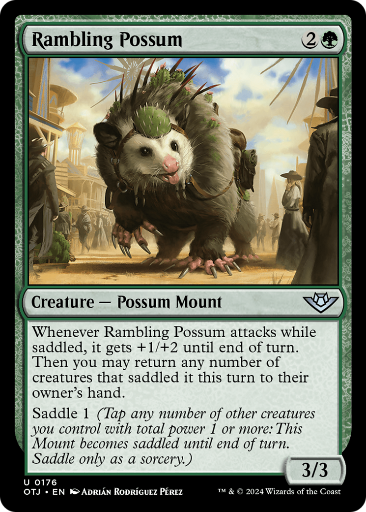 Rambling Possum - Uncommon Creature — Possum Mount card from Outlaws of Thunder Junction