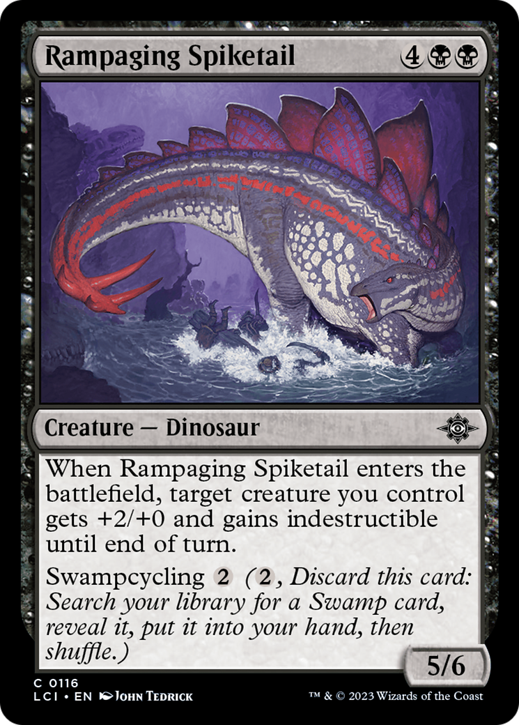 Rampaging Spiketail - Common Creature — Dinosaur card from The Lost Caverns of Ixalan