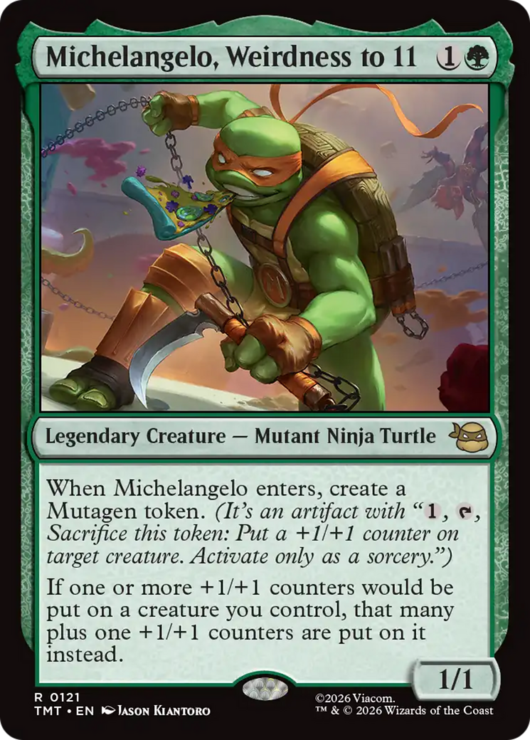 Michelangelo, Weirdness to 11 - Rare Legendary Creature — Mutant Ninja Turtle card from Teenage Mutant Ninja Turtles