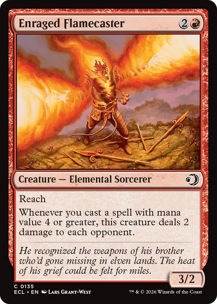Enraged Flamecaster - Common Creature — Elemental Sorcerer card from Lorwyn Eclipsed