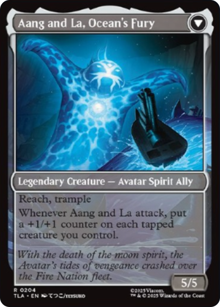 Back face of Aang, Swift Savior // Aang and La, Ocean's Fury - Legendary Creature — Human Avatar Ally card