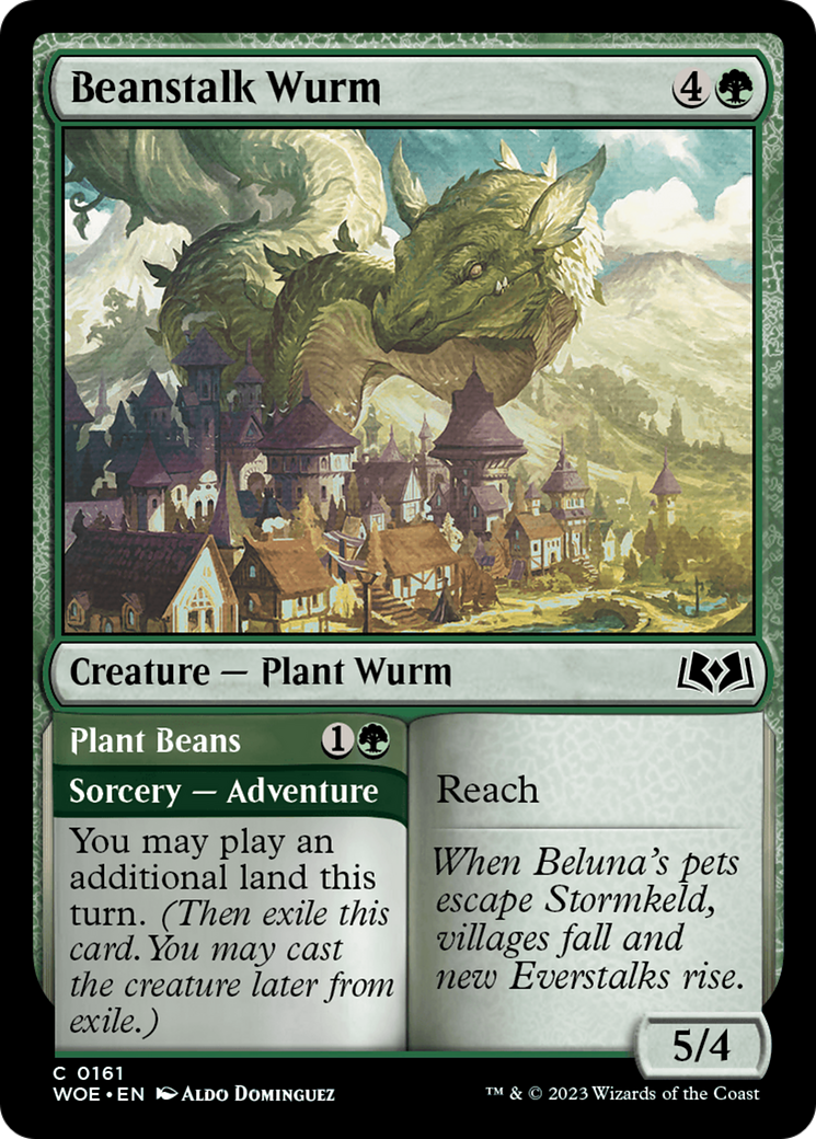 Beanstalk Wurm // Plant Beans - Common Sorcery — Adventure card from Wilds of Eldraine