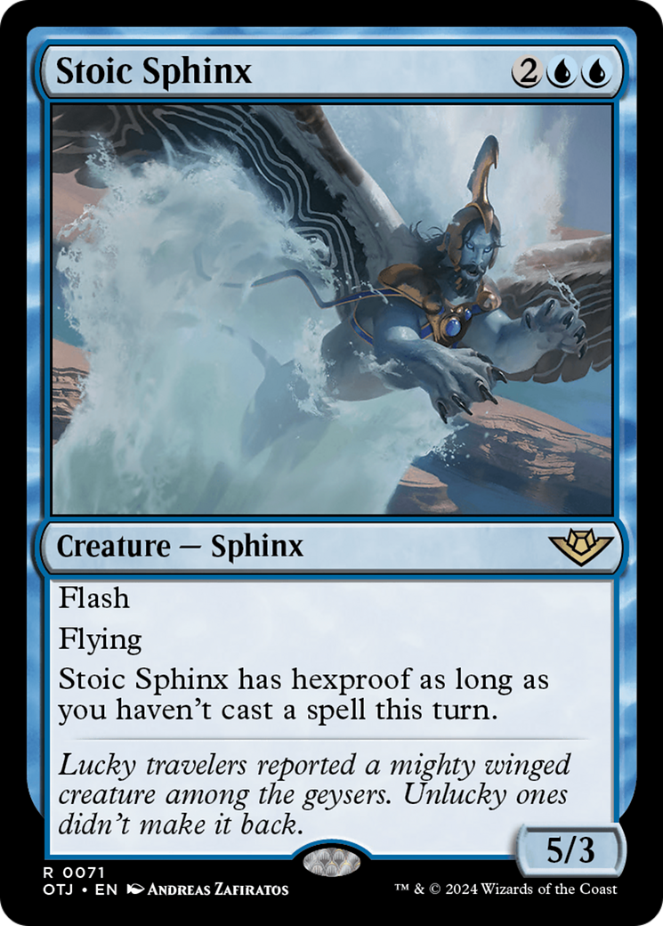 Stoic Sphinx - Rare Creature — Sphinx card from Outlaws of Thunder Junction