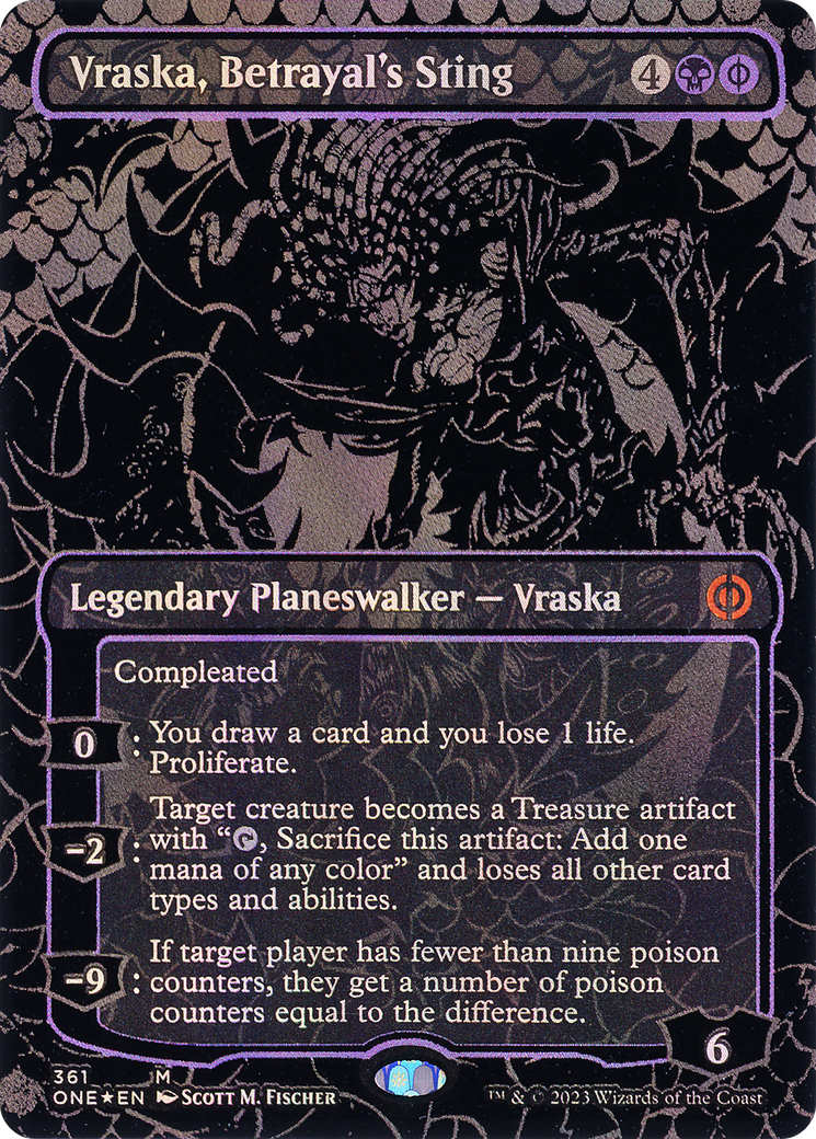 Vraska, Betrayal's Sting - Mythic Legendary Planeswalker — Vraska card from Phyrexia: All Will Be One