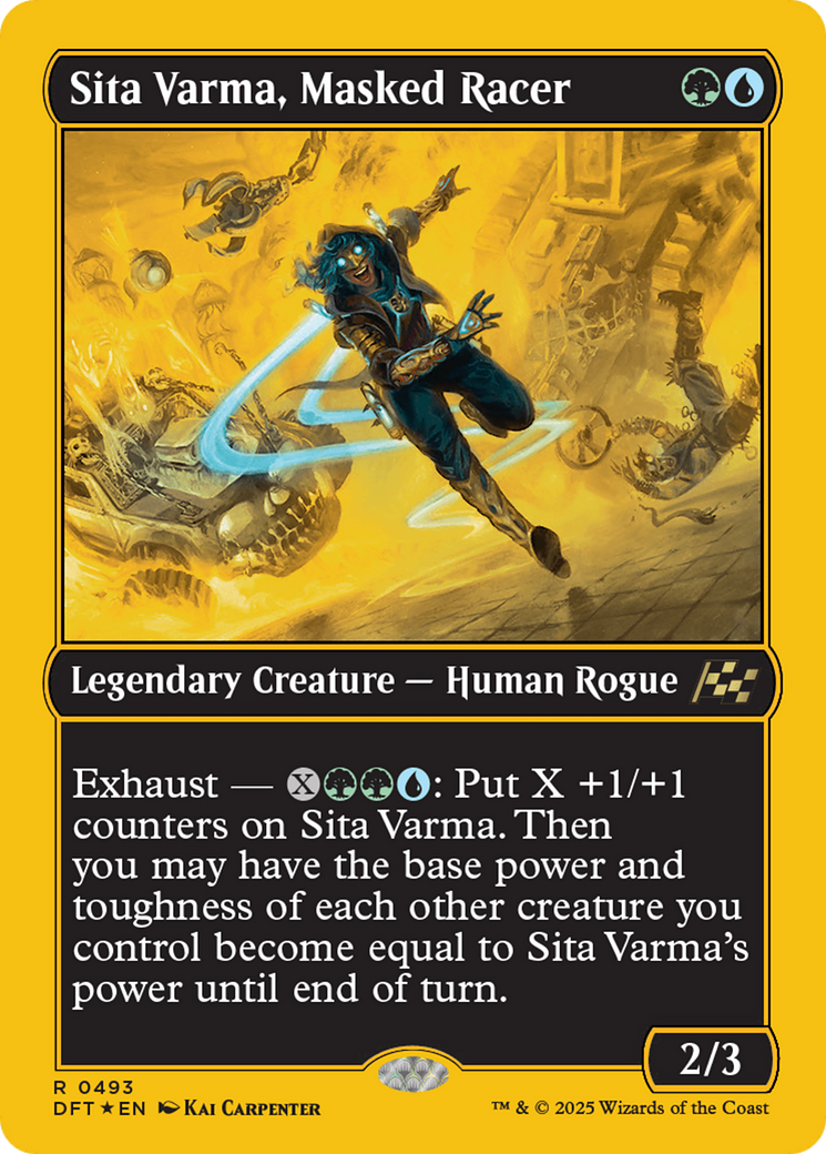 Sita Varma, Masked Racer - Rare Legendary Creature — Human Rogue card from Aetherdrift