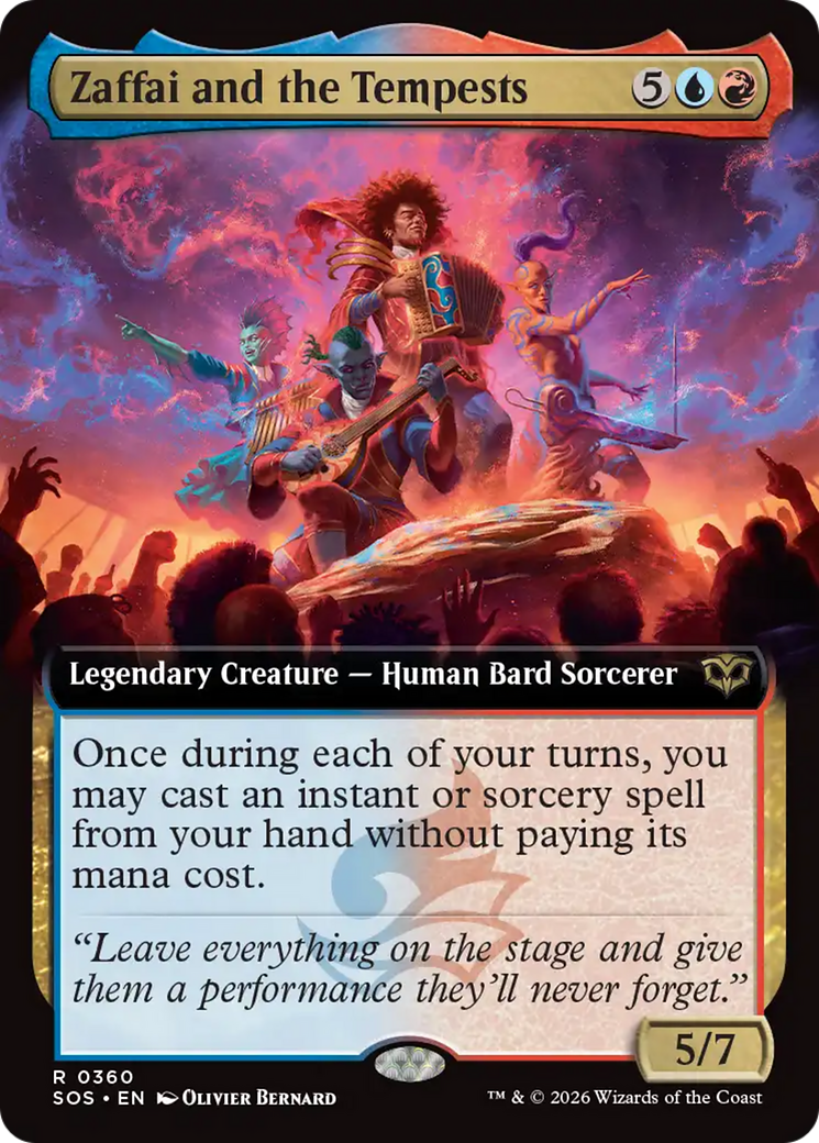 Zaffai and the Tempests - Rare Legendary Creature — Human Bard Sorcerer card from Secrets of Strixhaven