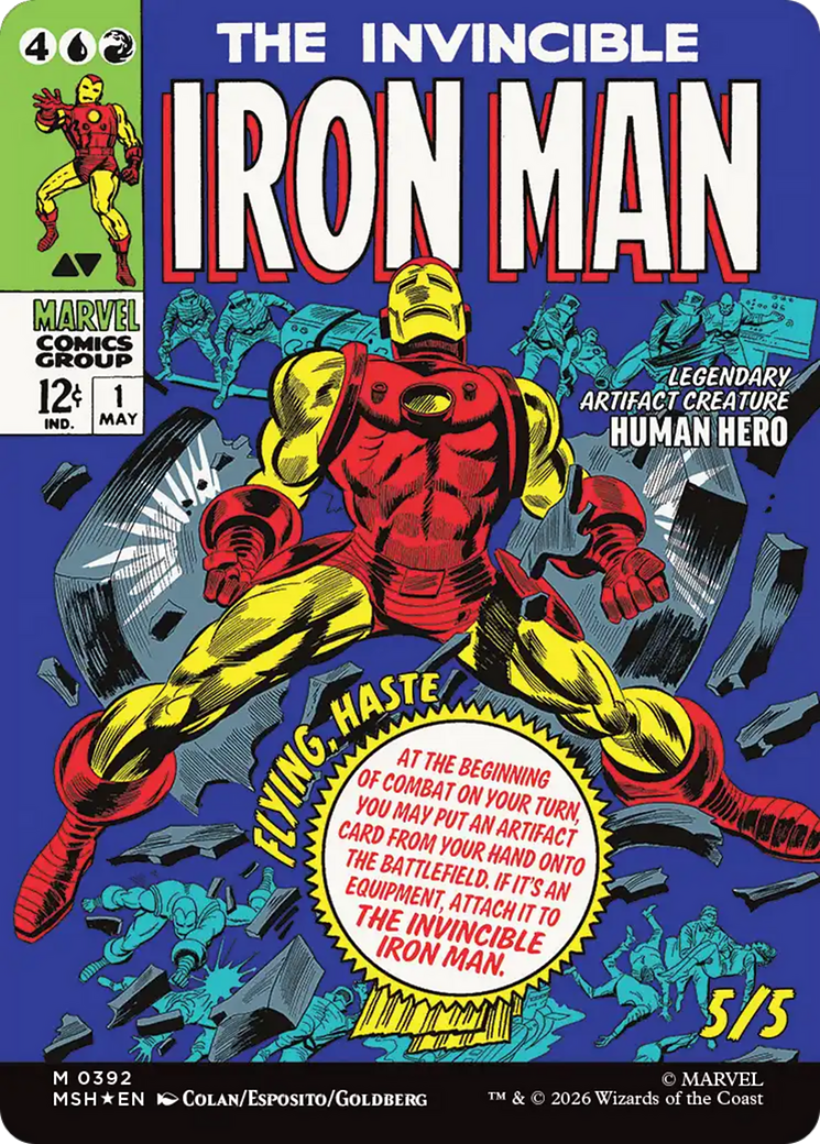 Back face of Tony Stark // The Invincible Iron Man - Legendary Creature — Human Artificer Hero card