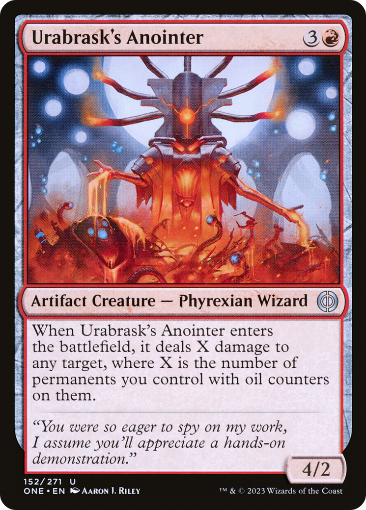 Urabrask's Anointer - Uncommon Artifact Creature — Phyrexian Wizard card from Phyrexia: All Will Be One