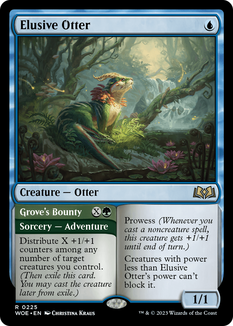 Elusive Otter // Grove's Bounty - Rare Creature — Otter card from Wilds of Eldraine
