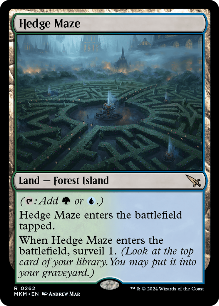 Hedge Maze - Rare Land — Forest Island card from Murders at Karlov Manor
