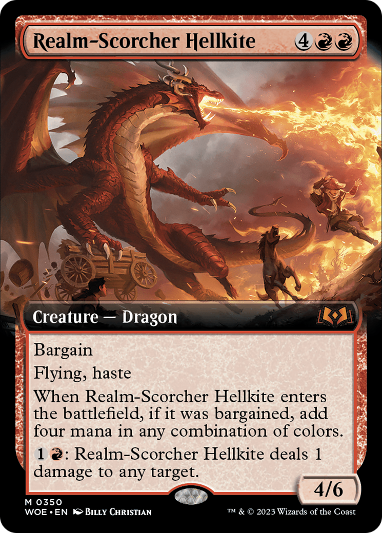 Realm-Scorcher Hellkite - Mythic Creature — Dragon card from Wilds of Eldraine