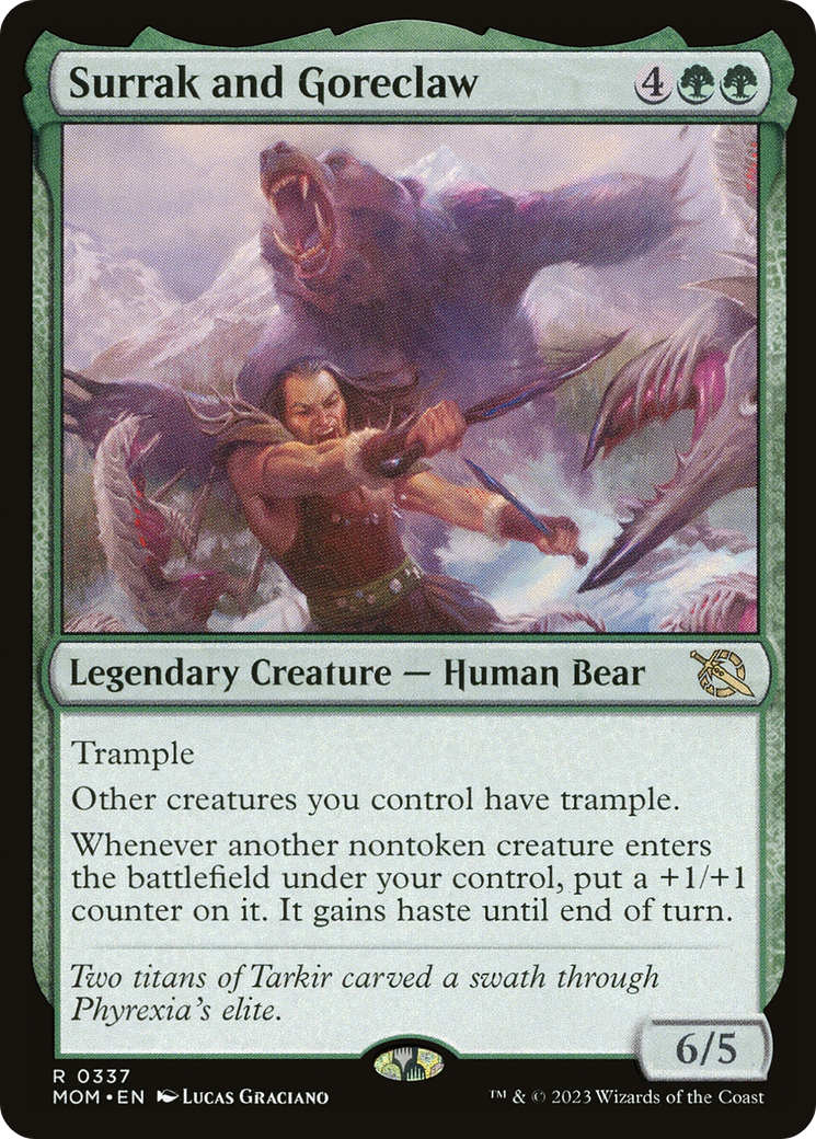 Surrak and Goreclaw - Rare Legendary Creature — Human Bear card from March of the Machine