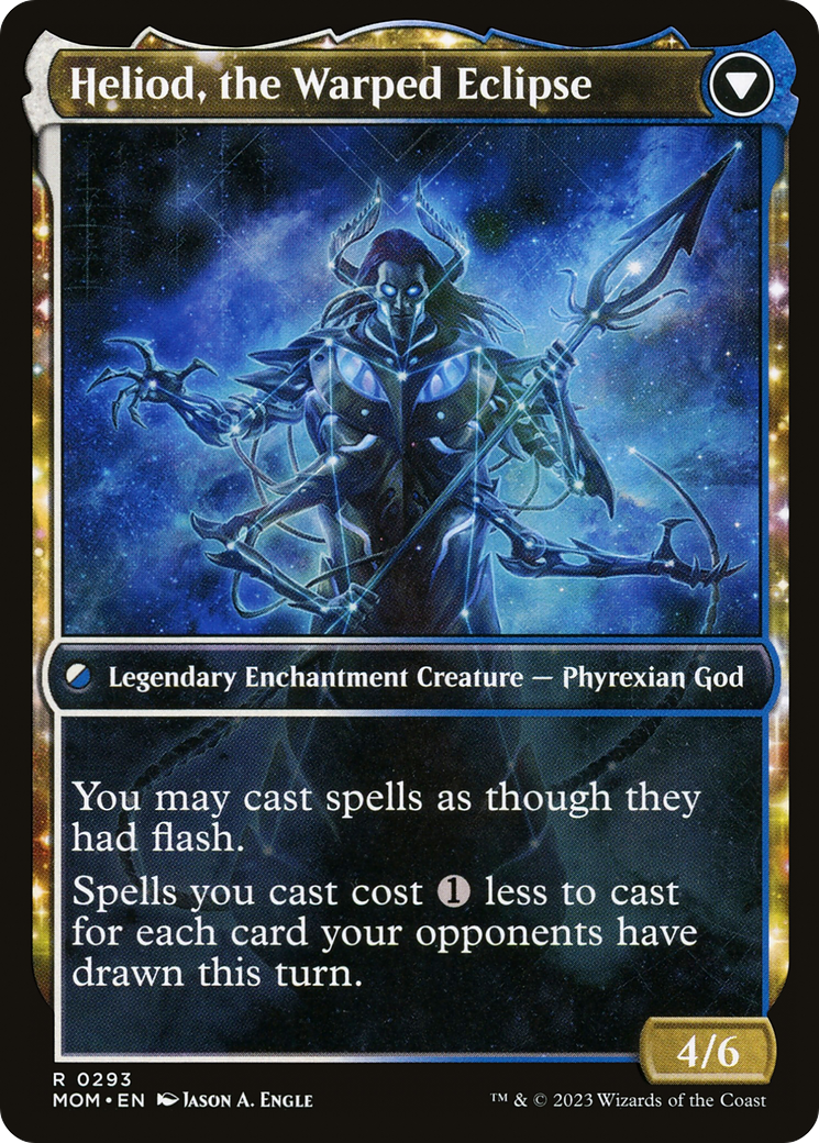 Back face of Heliod, the Radiant Dawn // Heliod, the Warped Eclipse - Legendary Enchantment Creature — Phyrexian God card