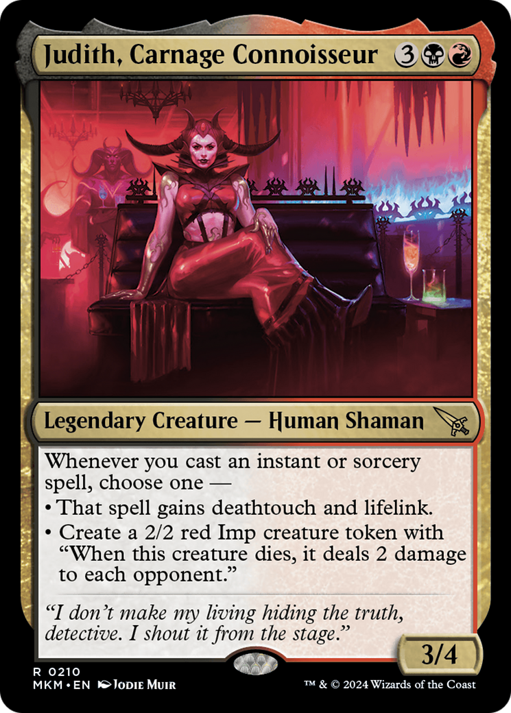 Judith, Carnage Connoisseur - Rare Legendary Creature — Human Shaman card from Murders at Karlov Manor