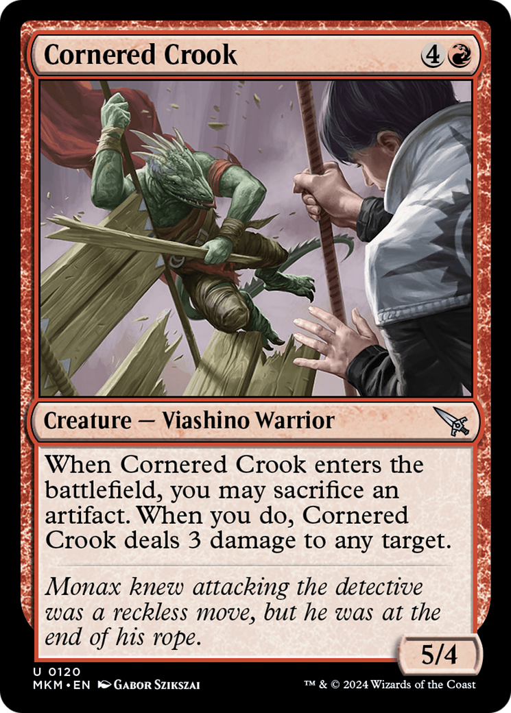 Cornered Crook - Uncommon Creature — Lizard Warrior card from Murders at Karlov Manor