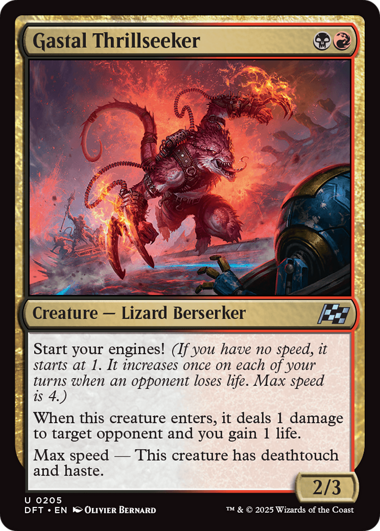 Gastal Thrillseeker - Uncommon Creature — Lizard Berserker card from Aetherdrift