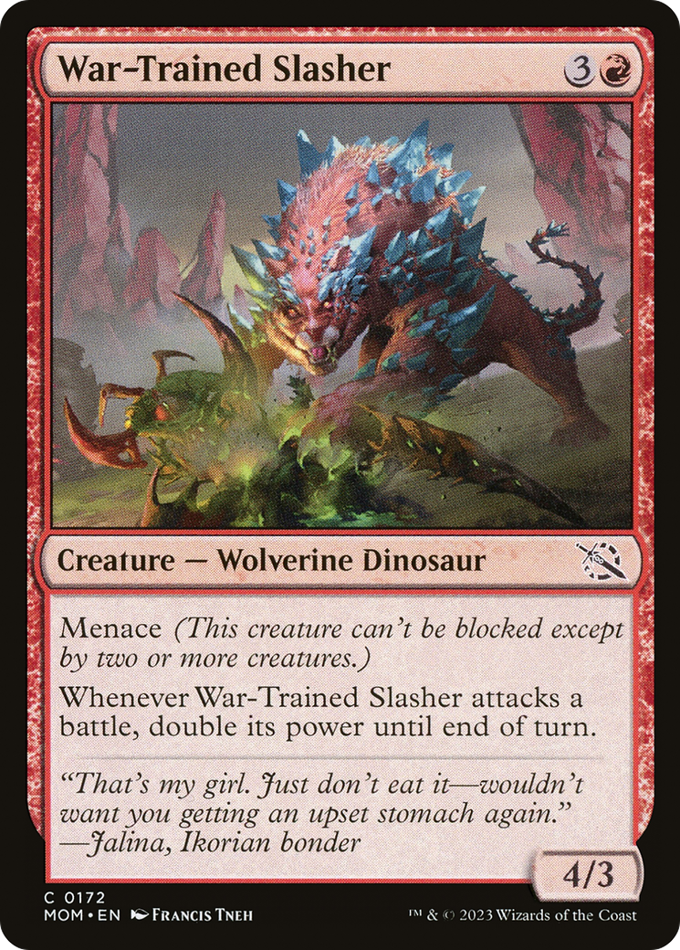 War-Trained Slasher - Common Creature — Wolverine Dinosaur card from March of the Machine