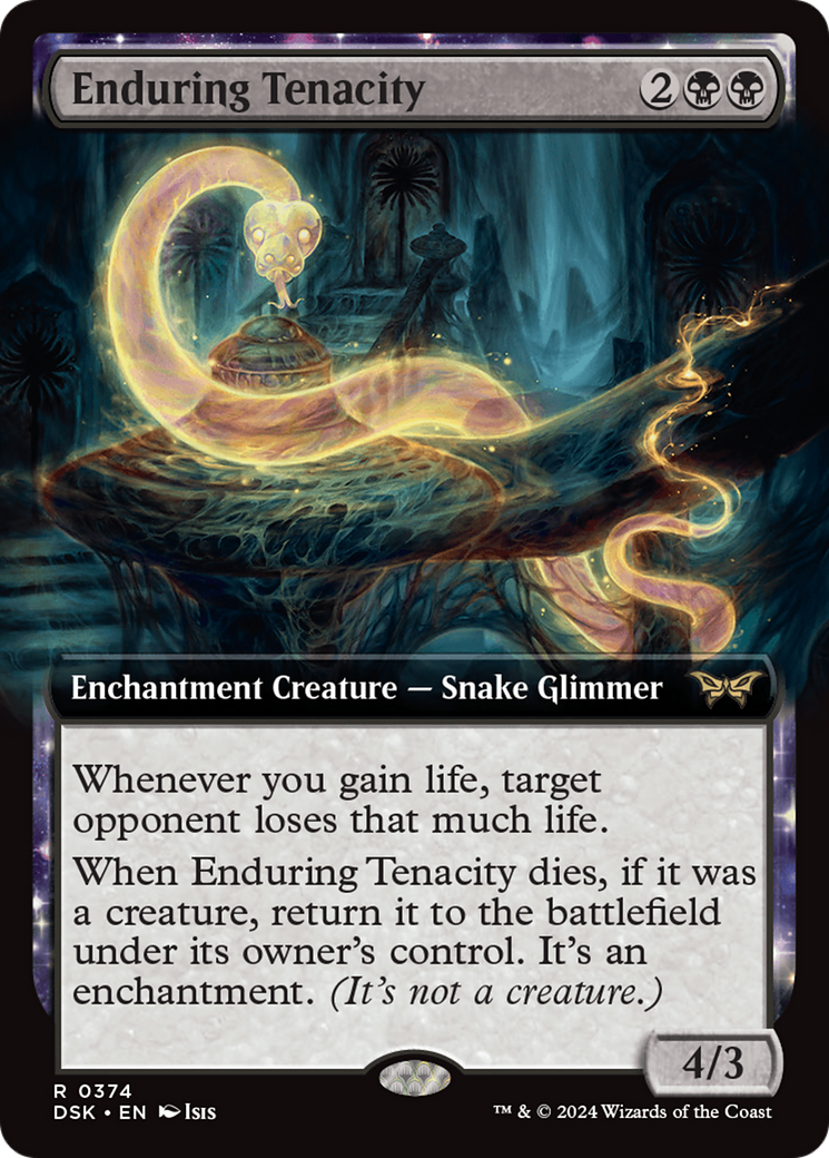 Enduring Tenacity - Rare Enchantment Creature — Snake Glimmer card from Duskmourn: House of Horror