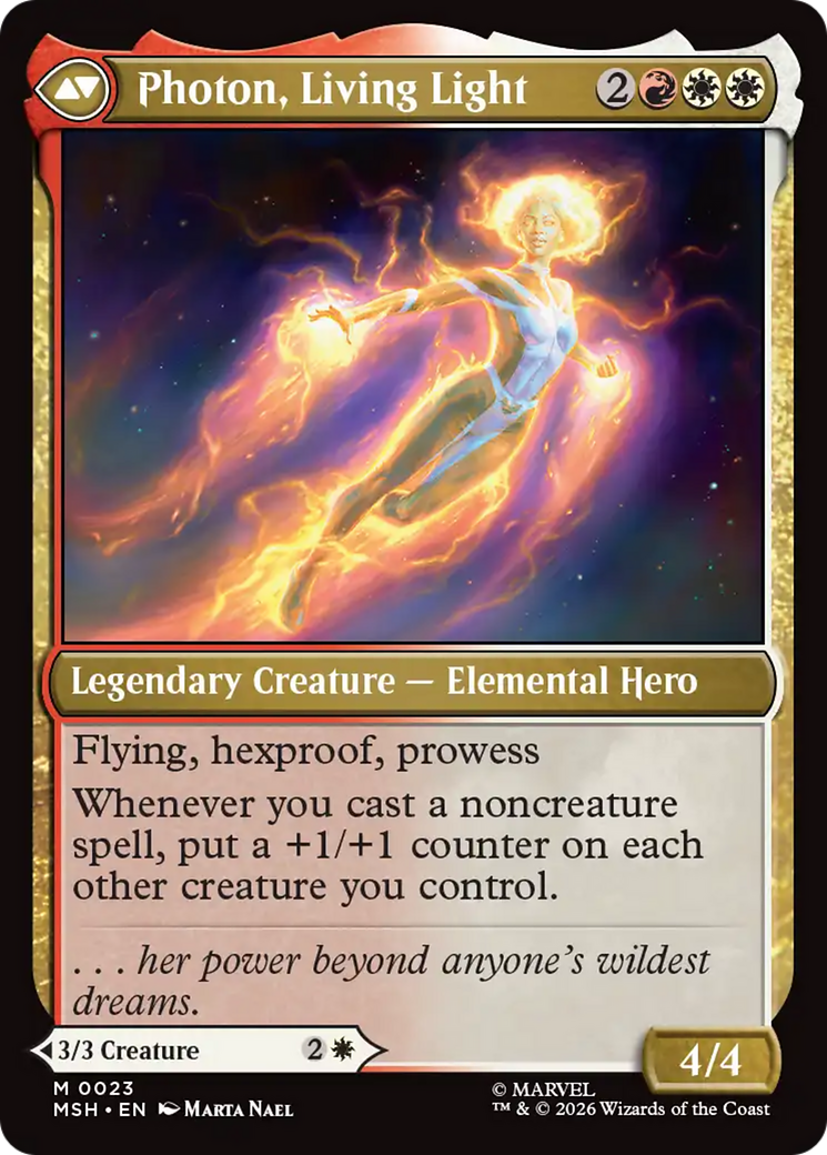 Back face of Monica Rambeau // Photon, Living Light - Legendary Creature — Human Hero card