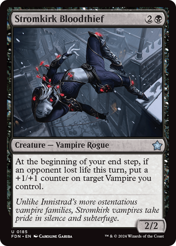 Stromkirk Bloodthief - Uncommon Creature — Vampire Rogue card from Foundations