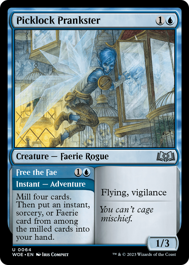 Picklock Prankster // Free the Fae - Uncommon Creature — Faerie Rogue card from Wilds of Eldraine
