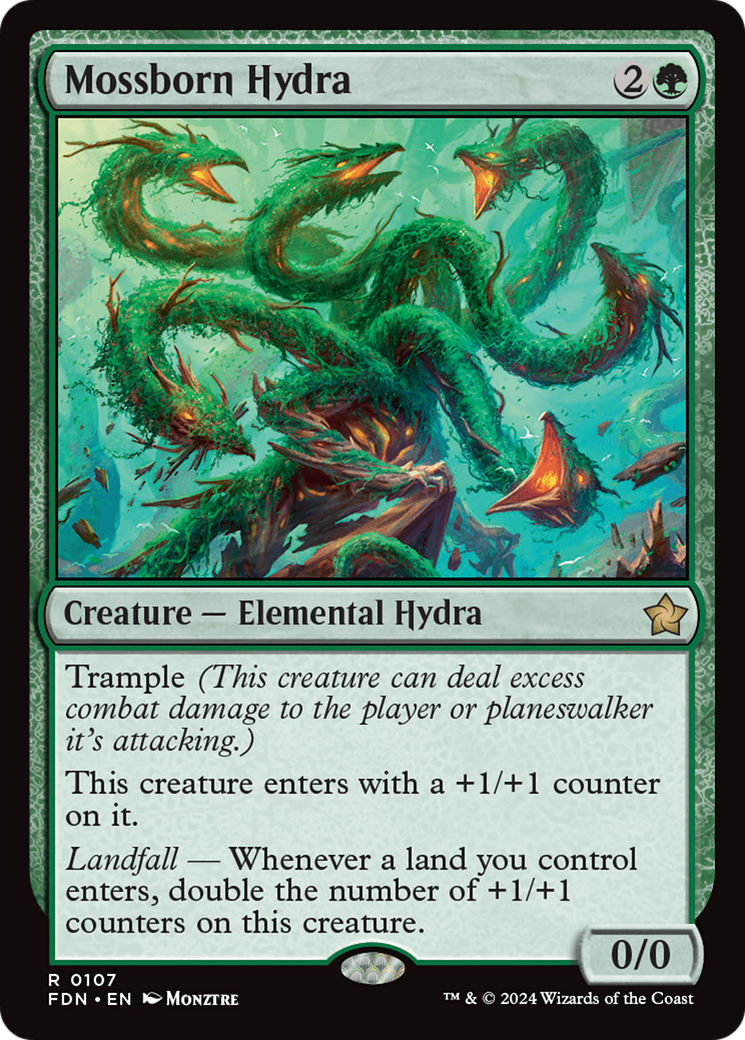 Mossborn Hydra - Rare Creature — Elemental Hydra card from Foundations