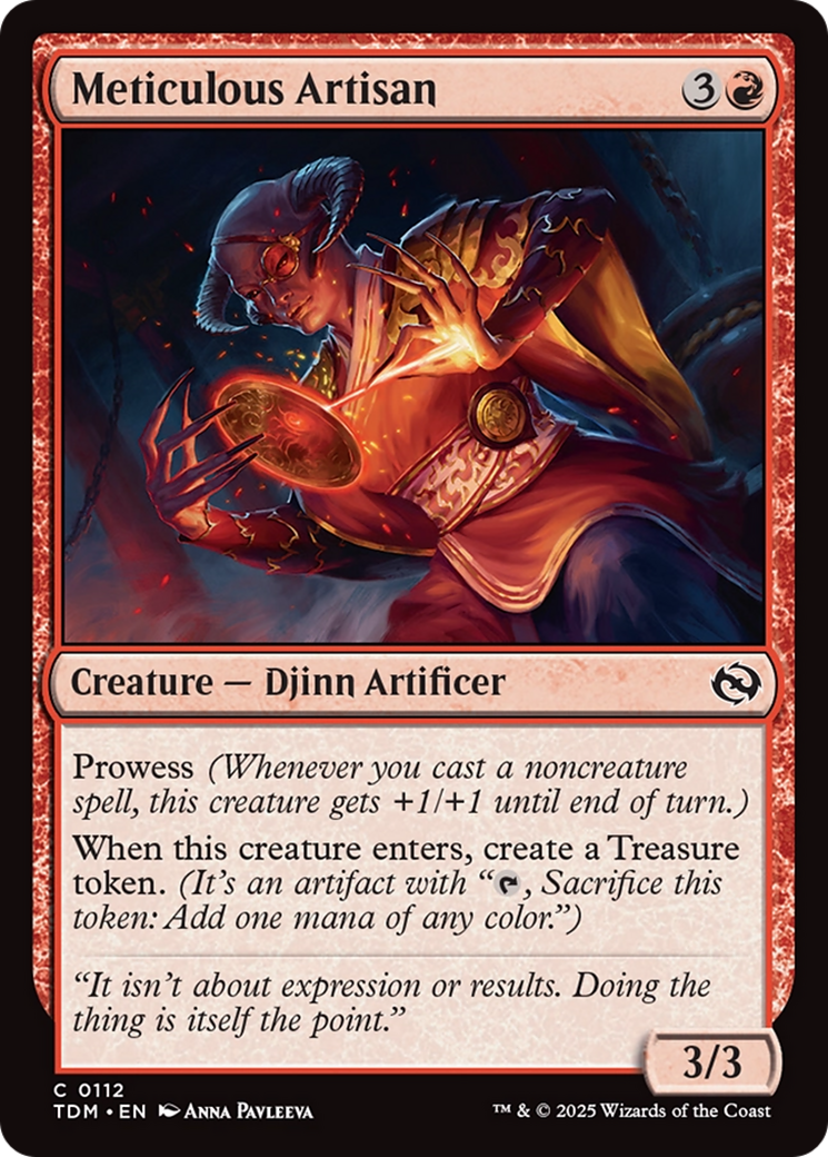 Meticulous Artisan - Common Creature — Djinn Artificer card from Tarkir: Dragonstorm
