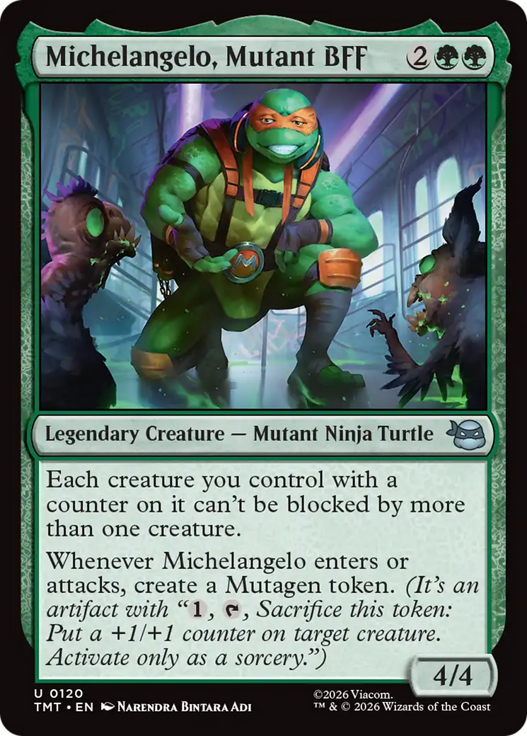 Michelangelo, Mutant BFF - Uncommon Legendary Creature — Mutant Ninja Turtle card from Teenage Mutant Ninja Turtles