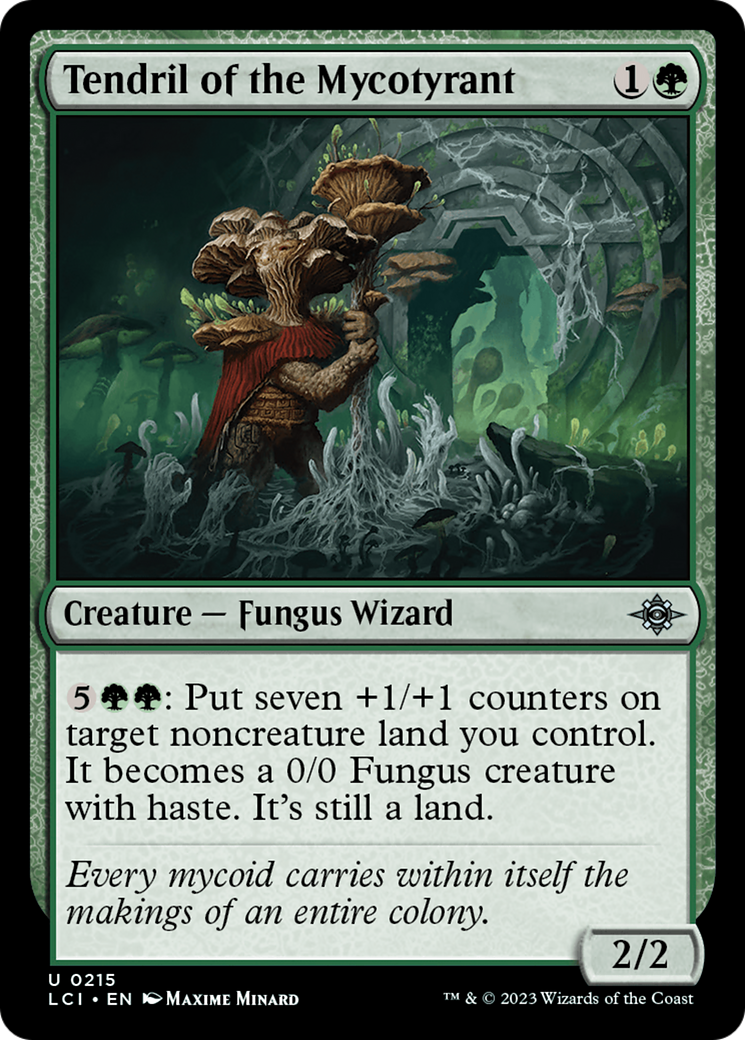 Tendril of the Mycotyrant - Uncommon Creature — Fungus Wizard card from The Lost Caverns of Ixalan