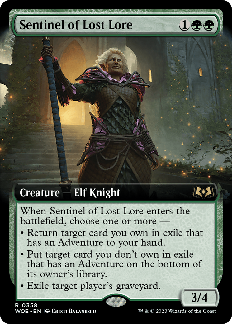 Sentinel of Lost Lore - Rare Creature — Elf Knight card from Wilds of Eldraine